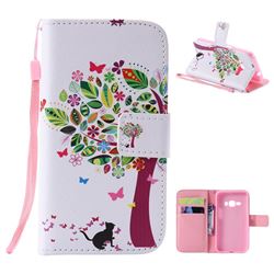 Cat and Tree PU Leather Wallet Case for Samsung Galaxy J1 2016 J120