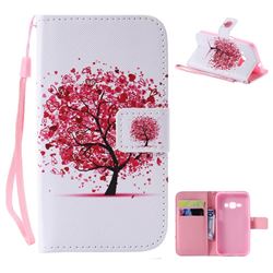 Colored Red Tree PU Leather Wallet Case for Samsung Galaxy J1 2016 J120