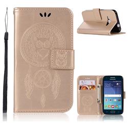 Intricate Embossing Owl Campanula Leather Wallet Case for Samsung Galaxy J1 2016 J120 - Champagne