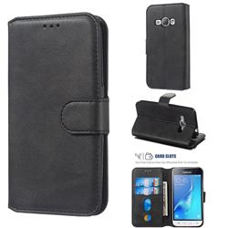 Retro Calf Matte Leather Wallet Phone Case for Samsung Galaxy J1 2016 J120 - Black