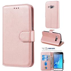 Retro Calf Matte Leather Wallet Phone Case for Samsung Galaxy J1 2016 J120 - Pink