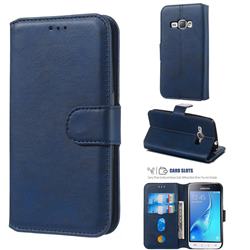 Retro Calf Matte Leather Wallet Phone Case for Samsung Galaxy J1 2016 J120 - Blue