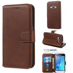 Retro Calf Matte Leather Wallet Phone Case for Samsung Galaxy J1 2016 J120 - Brown