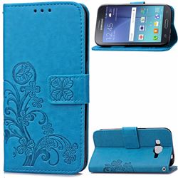 Embossing Imprint Four-Leaf Clover Leather Wallet Case for Samsung Galaxy J2 J200 - Blue