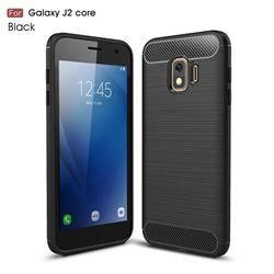Luxury Carbon Fiber Brushed Wire Drawing Silicone TPU Back Cover for Samsung Galaxy J2 Core - Black