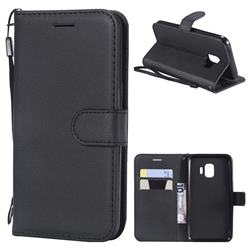 Retro Greek Classic Smooth PU Leather Wallet Phone Case for Samsung Galaxy J2 Core - Black