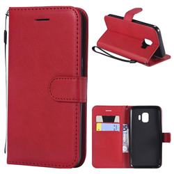Retro Greek Classic Smooth PU Leather Wallet Phone Case for Samsung Galaxy J2 Core - Red