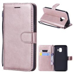 Retro Greek Classic Smooth PU Leather Wallet Phone Case for Samsung Galaxy J2 Core - Rose Gold