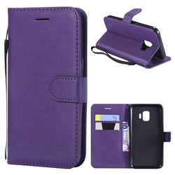 Retro Greek Classic Smooth PU Leather Wallet Phone Case for Samsung Galaxy J2 Core - Purple