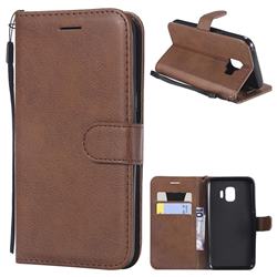 Retro Greek Classic Smooth PU Leather Wallet Phone Case for Samsung Galaxy J2 Core - Brown