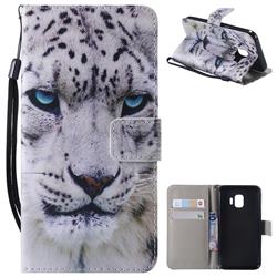 White Leopard PU Leather Wallet Case for Samsung Galaxy J2 Core