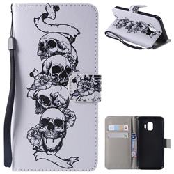Skull Head PU Leather Wallet Case for Samsung Galaxy J2 Core