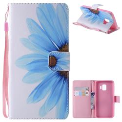 Blue Sunflower PU Leather Wallet Case for Samsung Galaxy J2 Core