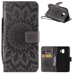 Embossing Sunflower Leather Wallet Case for Samsung Galaxy J2 Core - Gray