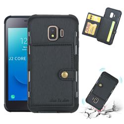 Brush Multi-function Leather Phone Case for Samsung Galaxy J2 Core - Black