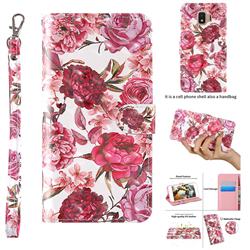Red Flower 3D Painted Leather Wallet Case for Samsung Galaxy J2 Core