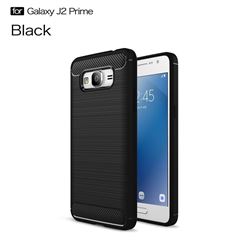 Luxury Carbon Fiber Brushed Wire Drawing Silicone TPU Back Cover for Samsung Galaxy J2 Prime G532 (Black)