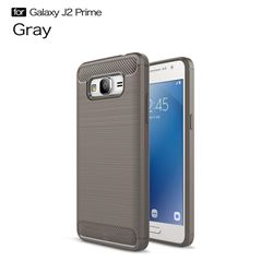 Luxury Carbon Fiber Brushed Wire Drawing Silicone TPU Back Cover for Samsung Galaxy J2 Prime G532 (Gray)