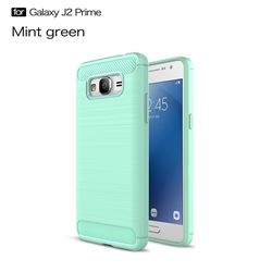 Luxury Carbon Fiber Brushed Wire Drawing Silicone TPU Back Cover for Samsung Galaxy J2 Prime G532 (Mint Green)