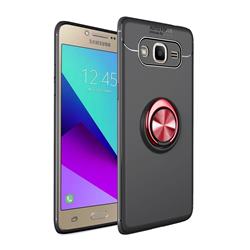 Auto Focus Invisible Ring Holder Soft Phone Case for Samsung Galaxy J2 Prime G532 - Black Red