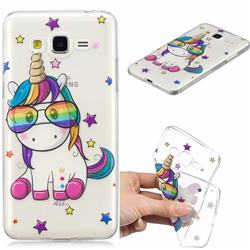 Glasses Unicorn Clear Varnish Soft Phone Back Cover for Samsung Galaxy J2 Prime G532