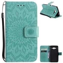 Embossing Sunflower Leather Wallet Case for Samsung Galaxy J2 Prime G532 - Green