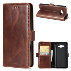 Luxury Crazy Horse PU Leather Wallet Case for Samsung Galaxy J2 Prime G532 - Coffee