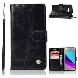 Luxury Retro Leather Wallet Case for Samsung Galaxy J2 Prime G532 - Black