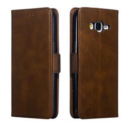 Retro Classic Calf Pattern Leather Wallet Phone Case for Samsung Galaxy J2 Prime G532 - Brown