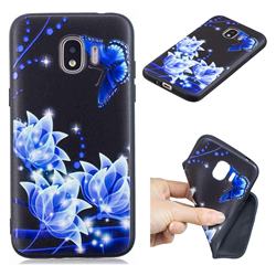 Blue Butterfly 3D Embossed Relief Black TPU Cell Phone Back Cover for Samsung Galaxy J2 Pro (2018)