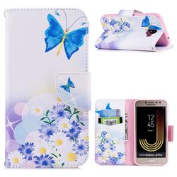 Butterflies Flowers Leather Wallet Case for Samsung Galaxy J2 Pro (2018)