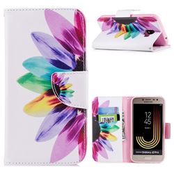 Seven-color Flowers Leather Wallet Case for Samsung Galaxy J2 Pro (2018)