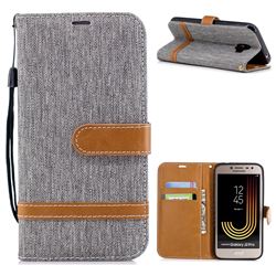 Jeans Cowboy Denim Leather Wallet Case for Samsung Galaxy J2 Pro (2018) - Gray
