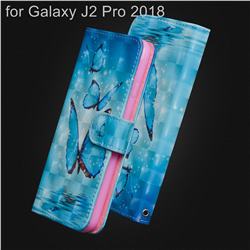 Blue Sea Butterflies 3D Painted Leather Wallet Case for Samsung Galaxy J2 Pro (2018)