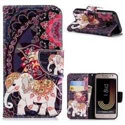 Totem Flower Elephant Leather Wallet Case for Samsung Galaxy J2 Pro (2018)