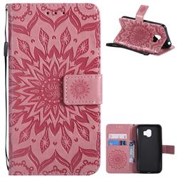 Embossing Sunflower Leather Wallet Case for Samsung Galaxy J2 Pro (2018) - Pink