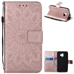 Embossing Sunflower Leather Wallet Case for Samsung Galaxy J2 Pro (2018) - Rose Gold