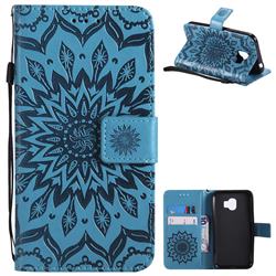 Embossing Sunflower Leather Wallet Case for Samsung Galaxy J2 Pro (2018) - Blue