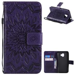Embossing Sunflower Leather Wallet Case for Samsung Galaxy J2 Pro (2018) - Purple