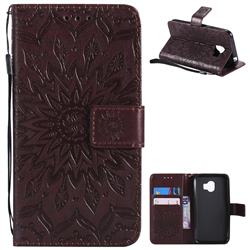 Embossing Sunflower Leather Wallet Case for Samsung Galaxy J2 Pro (2018) - Brown