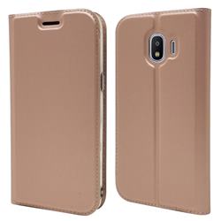 Ultra Slim Card Magnetic Automatic Suction Leather Wallet Case for Samsung Galaxy J2 Pro (2018) - Rose Gold