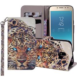 Leopard 3D Painted Leather Phone Wallet Case Cover for Samsung Galaxy J2 Pro (2018)