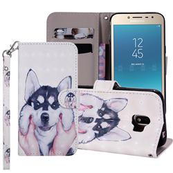 Husky Dog 3D Painted Leather Phone Wallet Case Cover for Samsung Galaxy J2 Pro (2018)