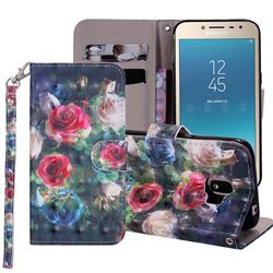 Rose Flower 3D Painted Leather Phone Wallet Case Cover for Samsung Galaxy J2 Pro (2018)