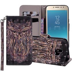 Tribal Owl 3D Painted Leather Phone Wallet Case Cover for Samsung Galaxy J2 Pro (2018)