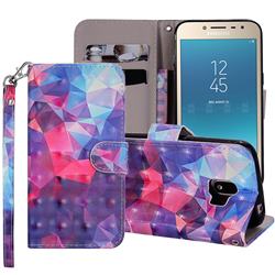 Colored Diamond 3D Painted Leather Phone Wallet Case Cover for Samsung Galaxy J2 Pro (2018)