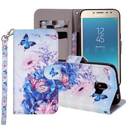 Pansy Butterfly 3D Painted Leather Phone Wallet Case Cover for Samsung Galaxy J2 Pro (2018)