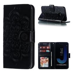 Intricate Embossing Datura Solar Leather Wallet Case for Samsung Galaxy J2 Pro (2018) - Black