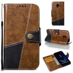 Retro Magnetic Stitching Wallet Flip Cover for Samsung Galaxy J2 Pro (2018) - Brown