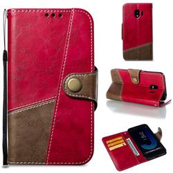Retro Magnetic Stitching Wallet Flip Cover for Samsung Galaxy J2 Pro (2018) - Rose Red